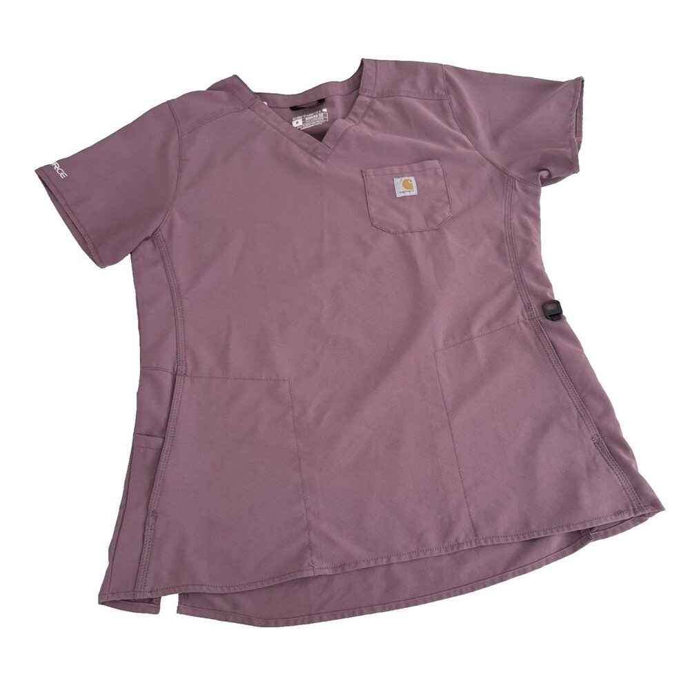 Carhartt Scrub Top Women's M VNeck Force Uniform Stretch Plum Medical RN LPN